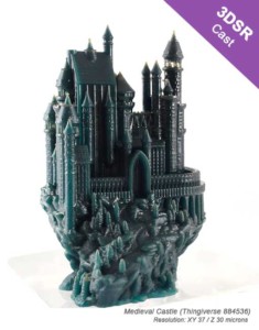 Kudo3D High Resolution 3d printer 3D printed castle with 3DSR Cast resin