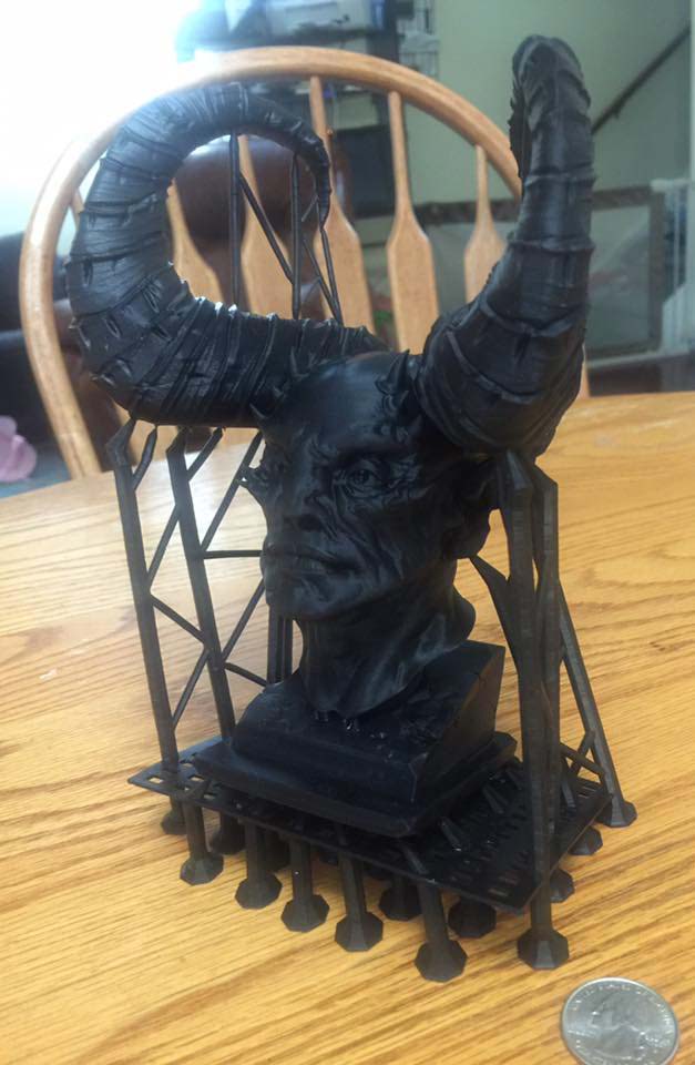 Horned Demon Bust printed with kudo3d Titan1 high resolution 3D printer
