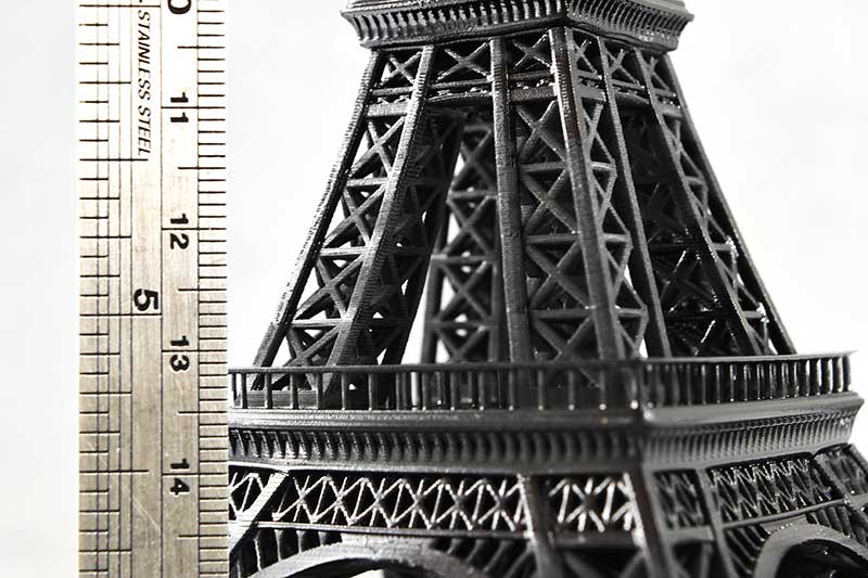 3D printed Eiffel Tower printed with high resolution 3D printer Titan 2 using 3DSR General Black Resin