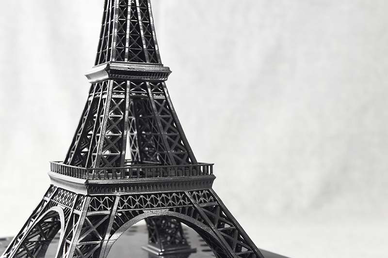 3D printed Eiffel Tower printed with high resolution 3D printer Titan 2 using 3DSR General Black Resin