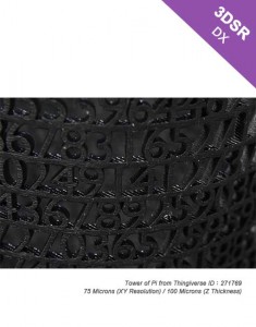 3d print Tower of Pi by kudo3d titan2 using 3DSR DX Black Resin